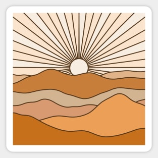 Boho Sunset Mountains Landscape Warm Colors Sticker